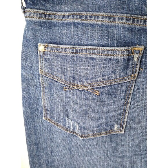 Gap Jean Mini Skirt Womens Sz 4 Blue Medium Wash Short Whiskers Stretch - Picture 5 of 7